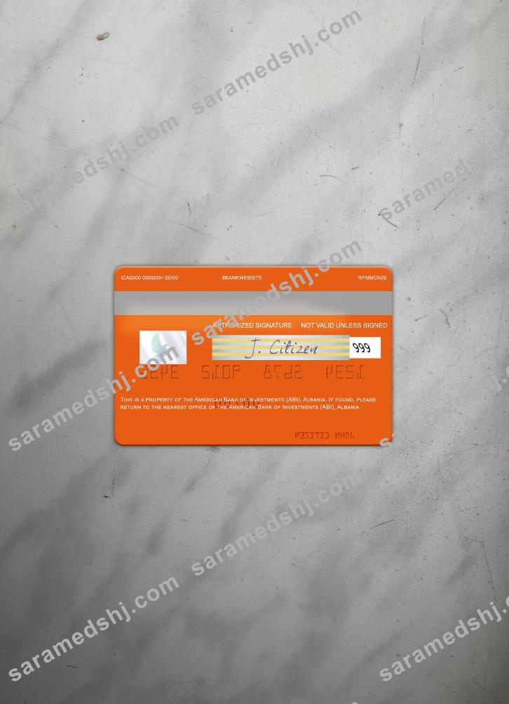 Albania American Bank of Investments (ABI) visa card photolook back